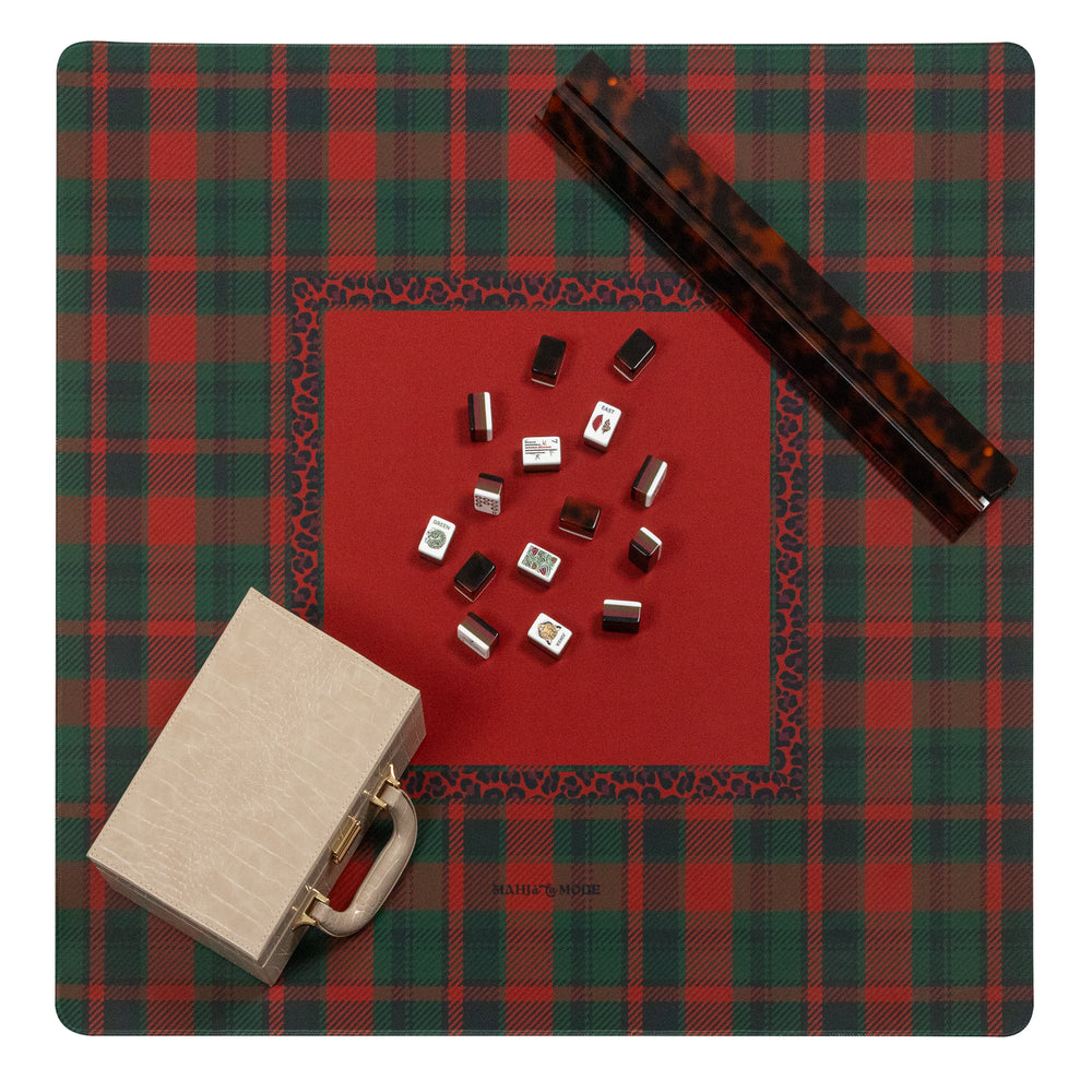 Holiday Plaid Mat - Leopard Red