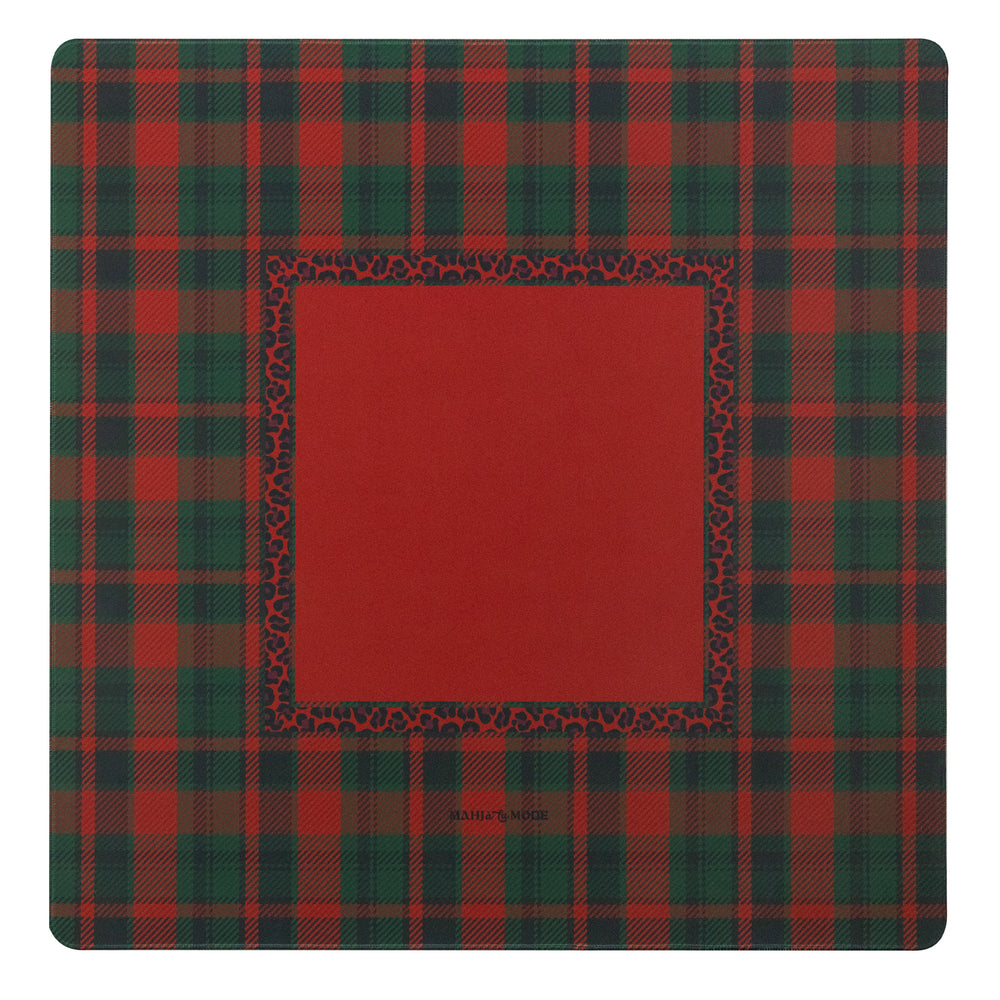 Holiday Plaid Mat - Leopard Red