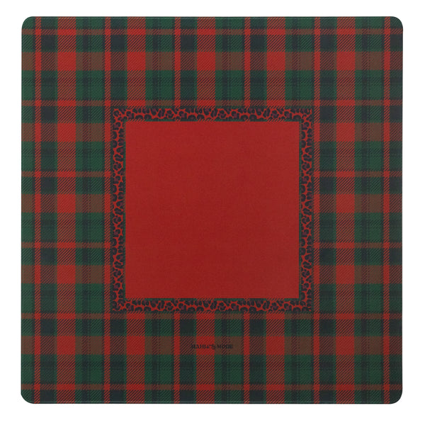 Holiday Plaid Mat - Leopard Red